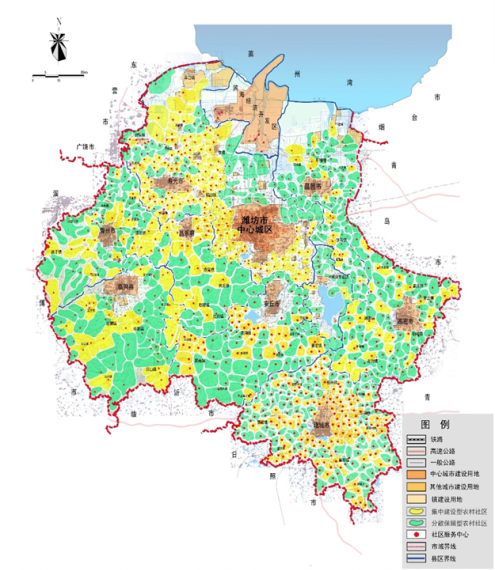 社区总体数量预测 规划潍坊地区到2030年,建成农村社区0064个.